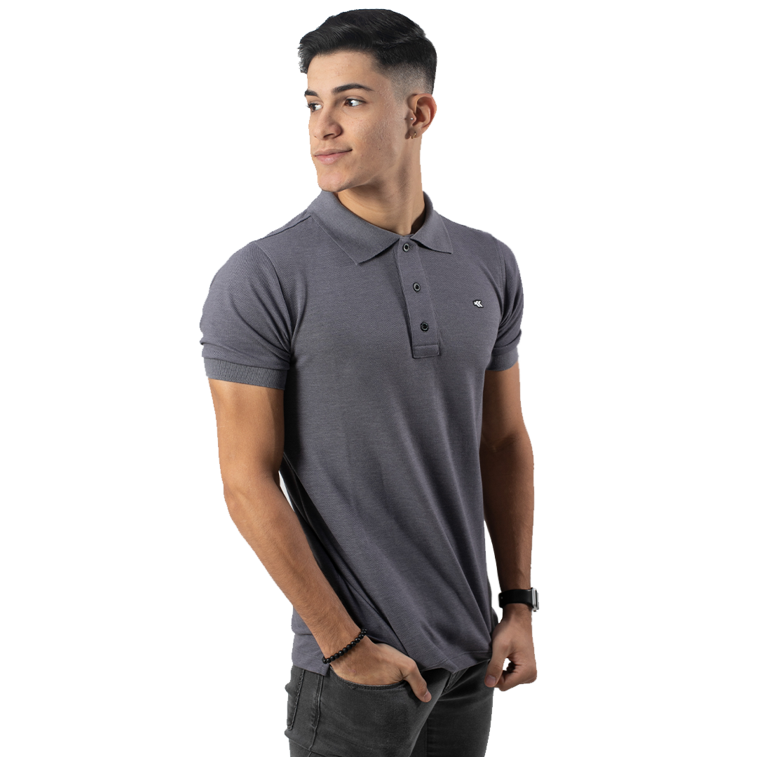 REMERA POLO JASPEADA 21 GRIS